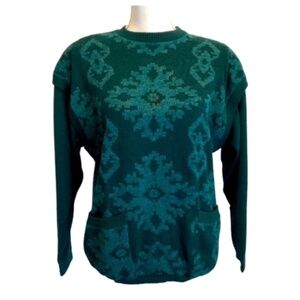 FinnWear Sweater Vintage Green shoulder pads knit